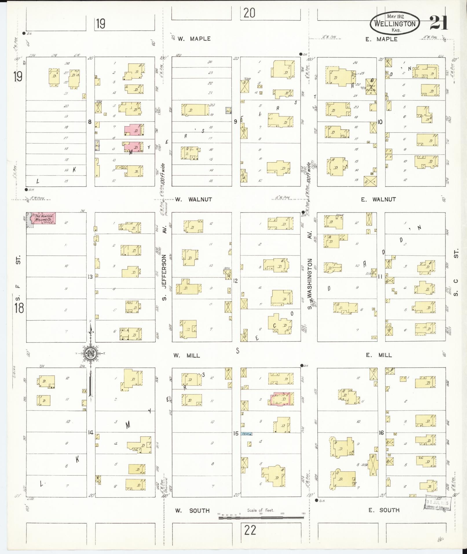 Sanborn Fire Insurance Map from Wellington, Sumner County, Kansas (1912), Sheet #0021 - Complete Map Set gallery image, historic Sanborn map, vintage wall art, Kansas Kansas