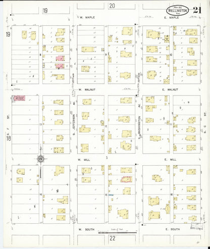 Sanborn Fire Insurance Map from Wellington, Sumner County, Kansas (1912), Sheet #0021 - Complete Map Set gallery image, historic Sanborn map, vintage wall art, Kansas Kansas
