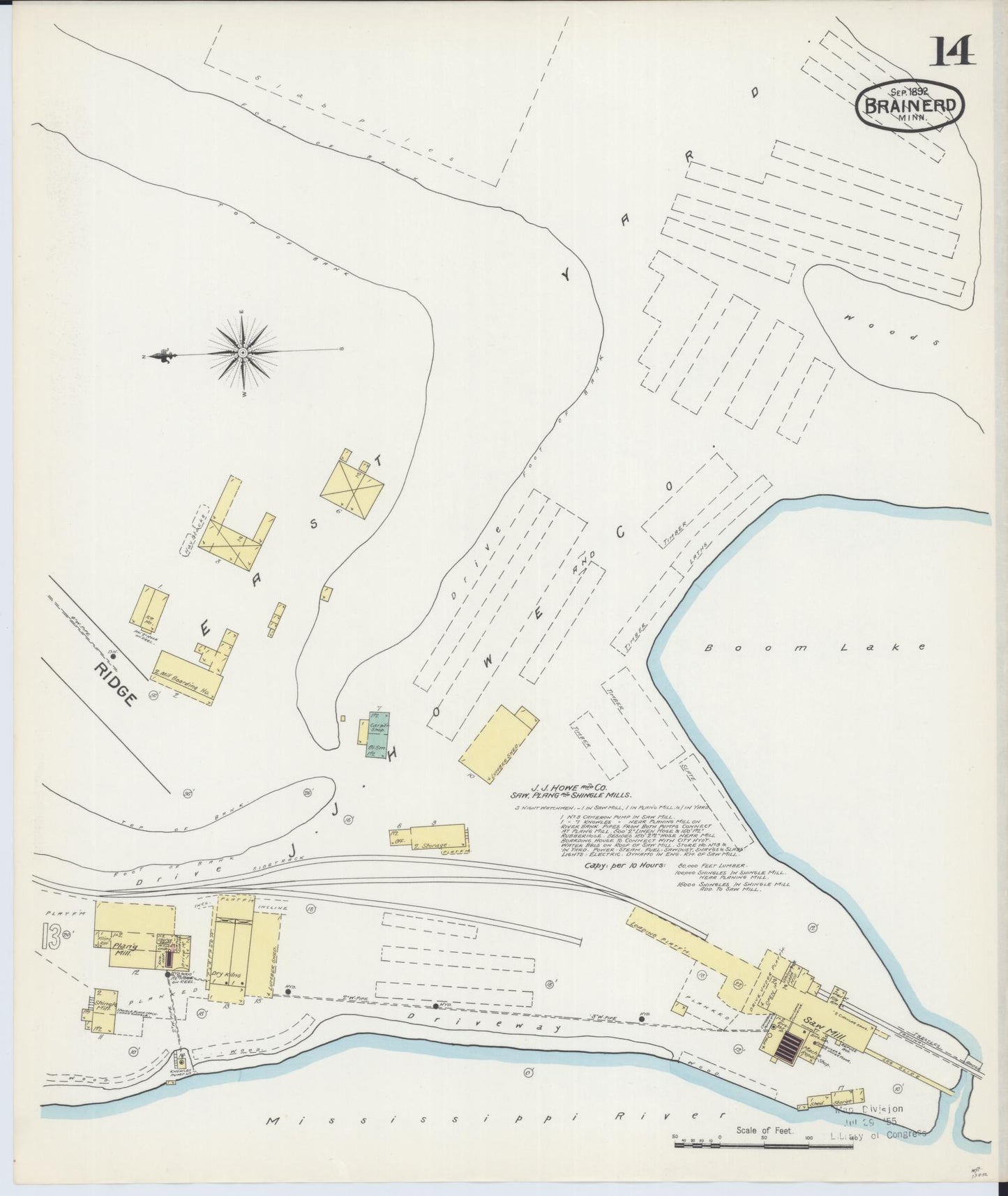 Sanborn Fire Insurance Map from Brainerd, Crow Wing County, Minnesota (1892), Sheet #0014 - Complete Map Set gallery image, historic Sanborn map, vintage wall art, Minnesota Minnesota