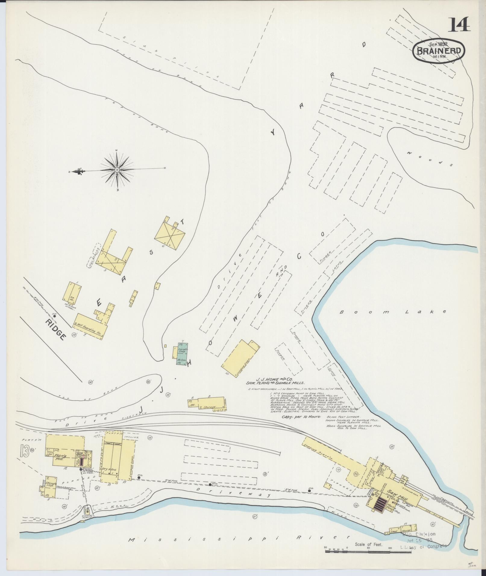 Sanborn Fire Insurance Map from Brainerd, Crow Wing County, Minnesota (1892), Sheet #0014 - Complete Map Set gallery image, historic Sanborn map, vintage wall art, Minnesota Minnesota