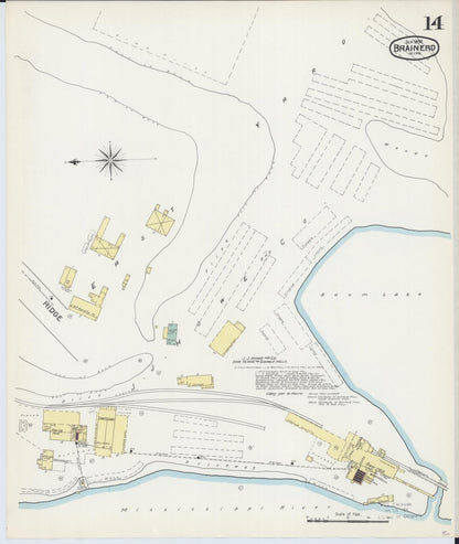 Sanborn Fire Insurance Map from Brainerd, Crow Wing County, Minnesota (1892), Sheet #0014 - Complete Map Set gallery image, historic Sanborn map, vintage wall art, Minnesota Minnesota