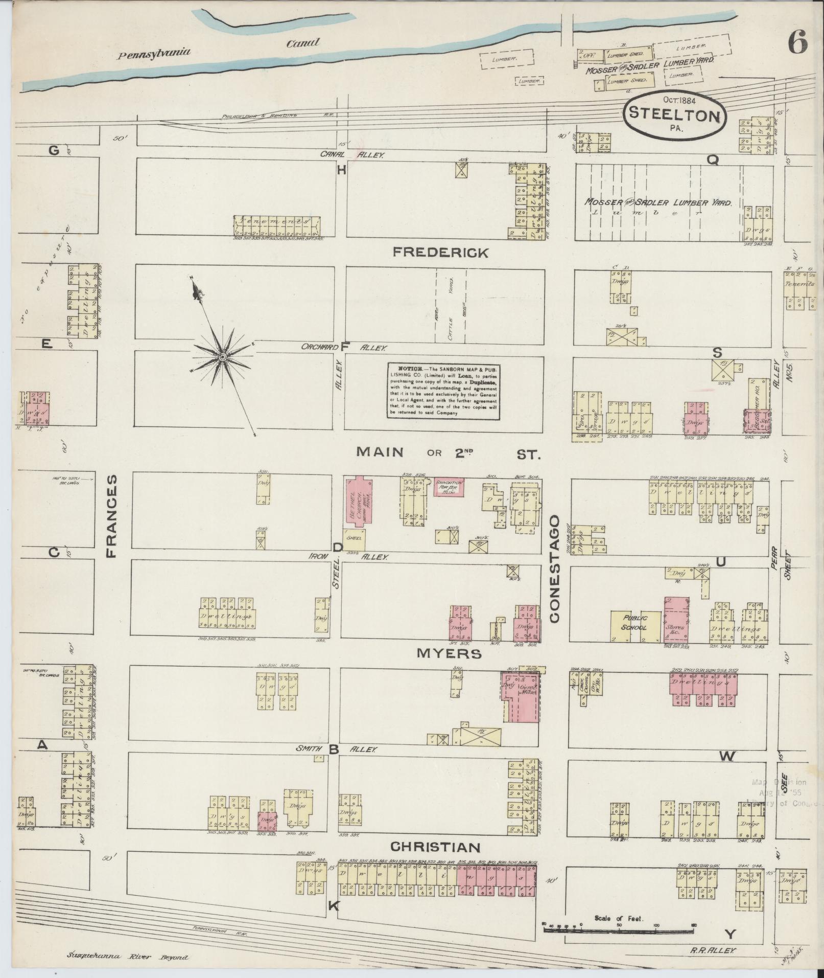 Sanborn Fire Insurance Map from Steelton, Dauphin County, Pennsylvania (1884), Sheet #0006 - Complete Map Set gallery image, historic Sanborn map, vintage wall art, Pennsylvania Pennsylvania