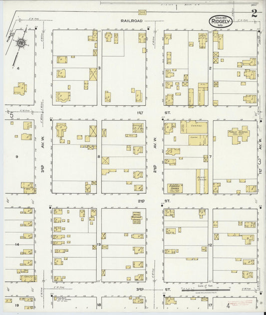 Sanborn Fire Insurance Map from Ridgely, Caroline County, Maryland (1921), Sheet #0002 - Historic Sanborn Fire Insurance Map Print, vintage old map wall art