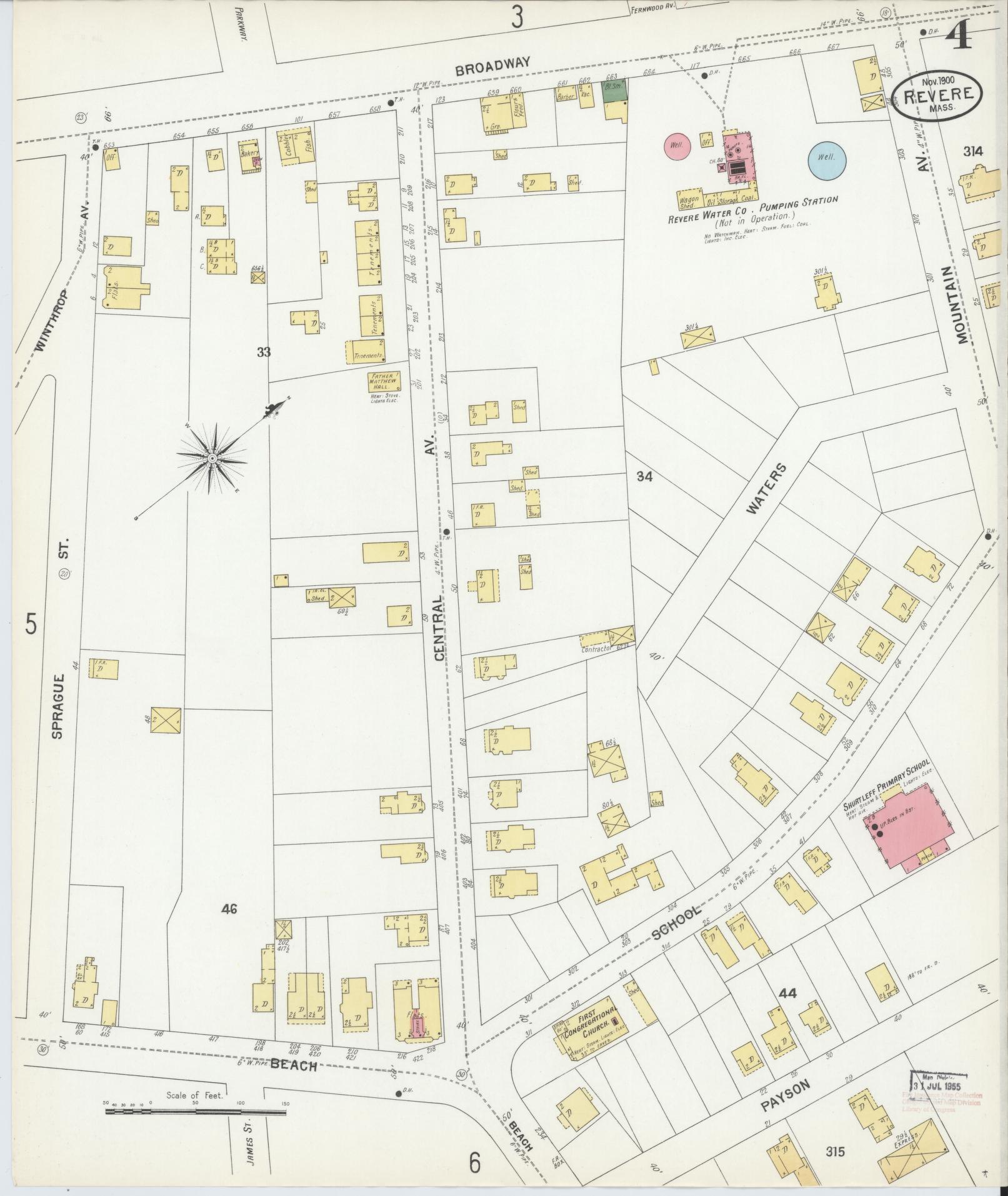 Sanborn Fire Insurance Map from Revere, Suffolk County, Massachusetts (1900), Sheet #0004 - Complete Map Set gallery image, historic Sanborn map, vintage wall art, Massachusetts Massachusetts