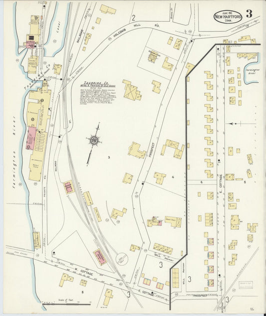 Sanborn Fire Insurance Map from New Hartford, Litchfield County, Connecticut (1912), Sheet #0003 - Historic Sanborn Fire Insurance Map Print, vintage old map wall art, antique decor, genealogy gift, Connecticut Connecticut map