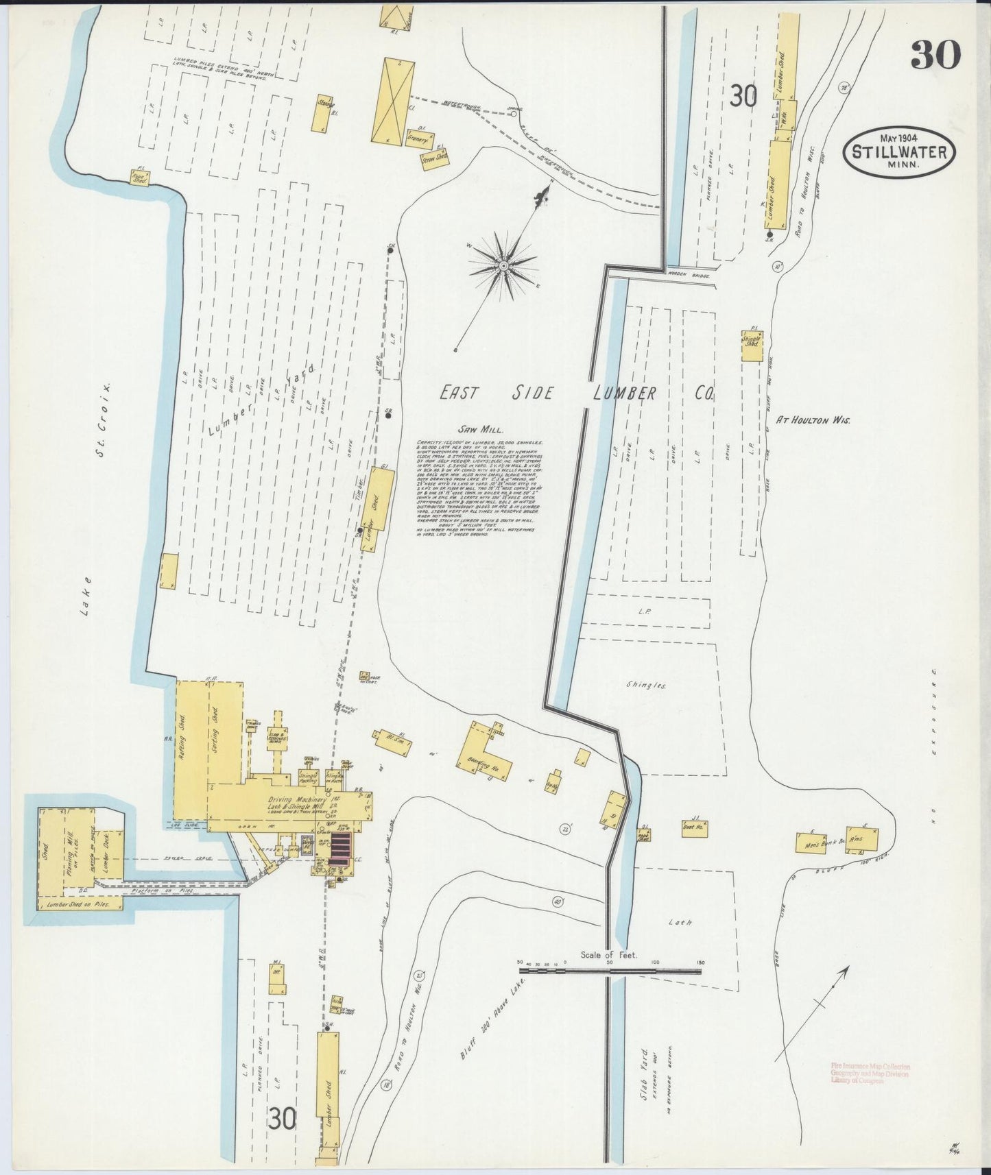 Sanborn Fire Insurance Map from Stillwater, Washington County, Minnesota (1904), Sheet #0030 - Historic Sanborn Fire Insurance Map Print, vintage old map wall art, antique decor, genealogy gift, Minnesota Minnesota map