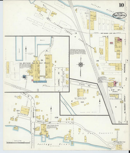 Sanborn Fire Insurance Map from Port Clinton, Ottawa County, Ohio (1916), Sheet #0010 - Historic Sanborn Fire Insurance Map Print, vintage old map wall art, antique decor, genealogy gift, Ohio Ohio map