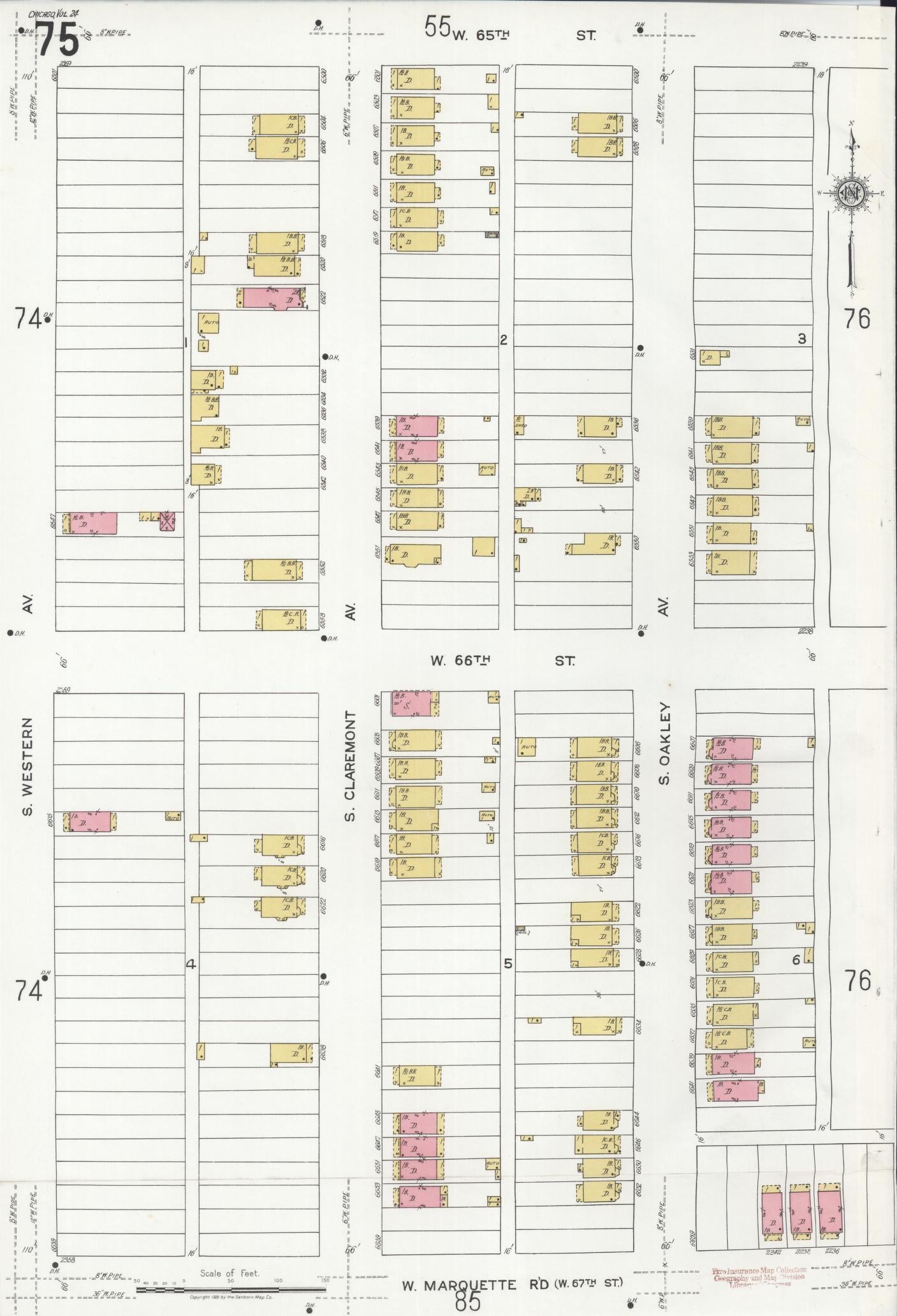 Sanborn Fire Insurance Map from Chicago, Cook County, Illinois (1920), Sheet #0075 - Historic Sanborn Fire Insurance Map Print, vintage old map wall art, antique decor, genealogy gift, Illinois Illinois map