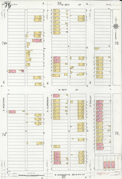 Sanborn Fire Insurance Map from Chicago, Cook County, Illinois (1920), Sheet #0075 - Historic Sanborn Fire Insurance Map Print, vintage old map wall art, antique decor, genealogy gift, Illinois Illinois map