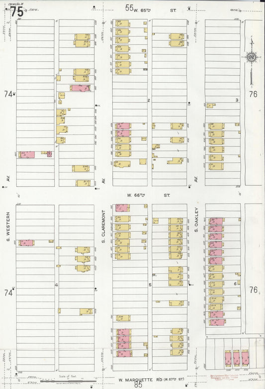 Sanborn Fire Insurance Map from Chicago, Cook County, Illinois (1920), Sheet #0075 - Historic Sanborn Fire Insurance Map Print, vintage old map wall art, antique decor, genealogy gift, Illinois Illinois map