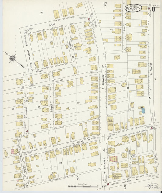 Sanborn Fire Insurance Map from Plymouth, Luzerne County, Pennsylvania (1912), Sheet #0008 - Historic Sanborn Fire Insurance Map Print, vintage old map wall art, antique decor, genealogy gift, Pennsylvania Pennsylvania map