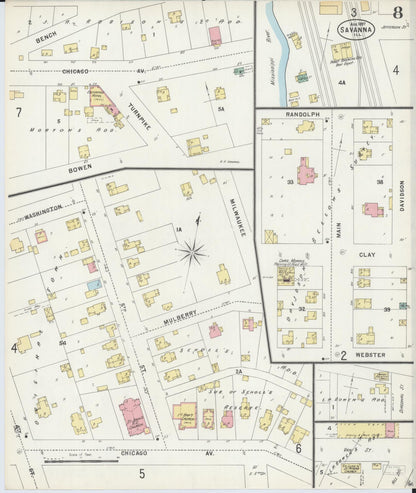 Sanborn Fire Insurance Map from Savanna, Carroll County, Illinois (1897), Sheet #0008 - Complete Map Set gallery image, historic Sanborn map, vintage wall art, Illinois Illinois