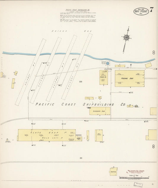 Sanborn Fire Insurance Map from Bay Point, Contra Costa County, California (1919), Sheet #0007 - Historic Sanborn Fire Insurance Map Print, vintage old map wall art, antique decor, genealogy gift, California California map