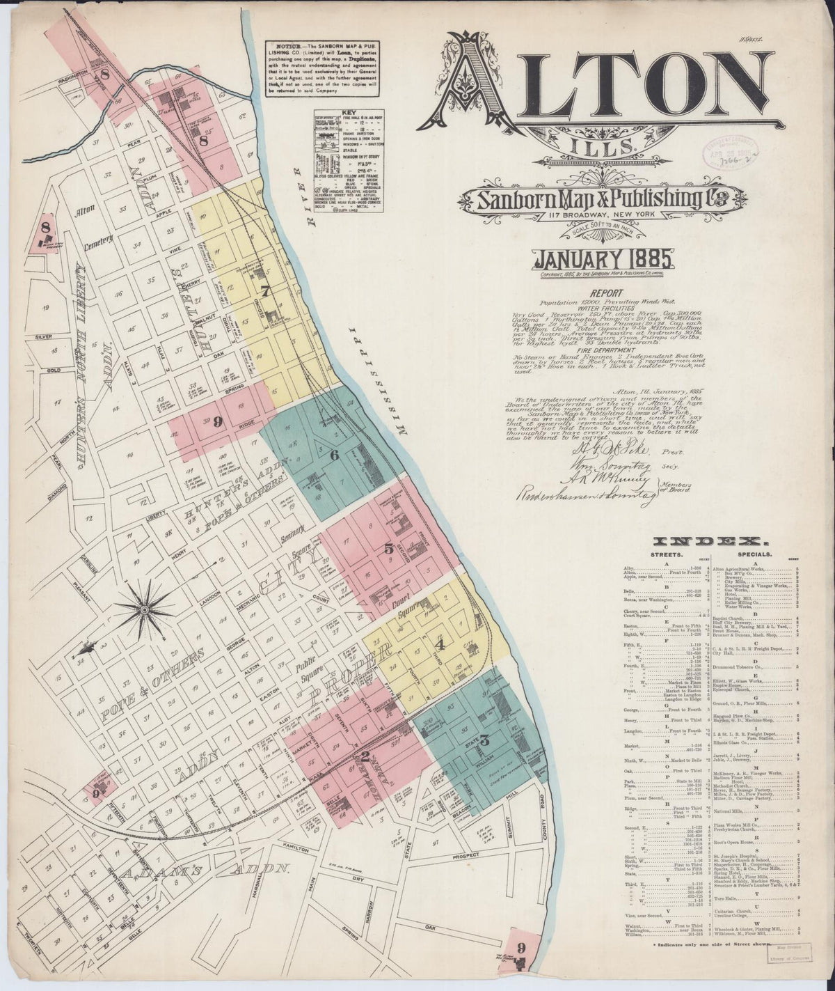Sanborn Fire Insurance Map from Alton, Madison County, Illinois (1885), Sheet #0001 - Complete Map Set gallery image, historic Sanborn map, vintage wall art, Illinois Illinois