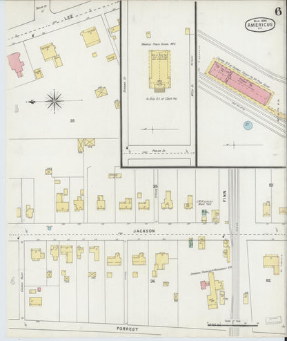 Sanborn Fire Insurance Map from Americus, Sumter County, Georgia (1895), Sheet #0006 - Complete Map Set gallery image, historic Sanborn map, vintage wall art, Georgia Georgia