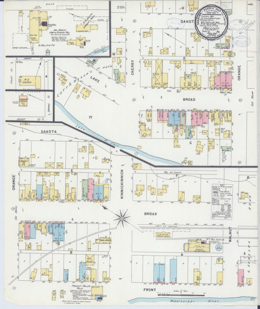 Sanborn Fire Insurance Map from Prescott, Pierce County, Wisconsin (1898), Sheet #0001 - Historic Sanborn Fire Insurance Map Print, vintage old map wall art, antique decor, genealogy gift, Wisconsin Wisconsin map