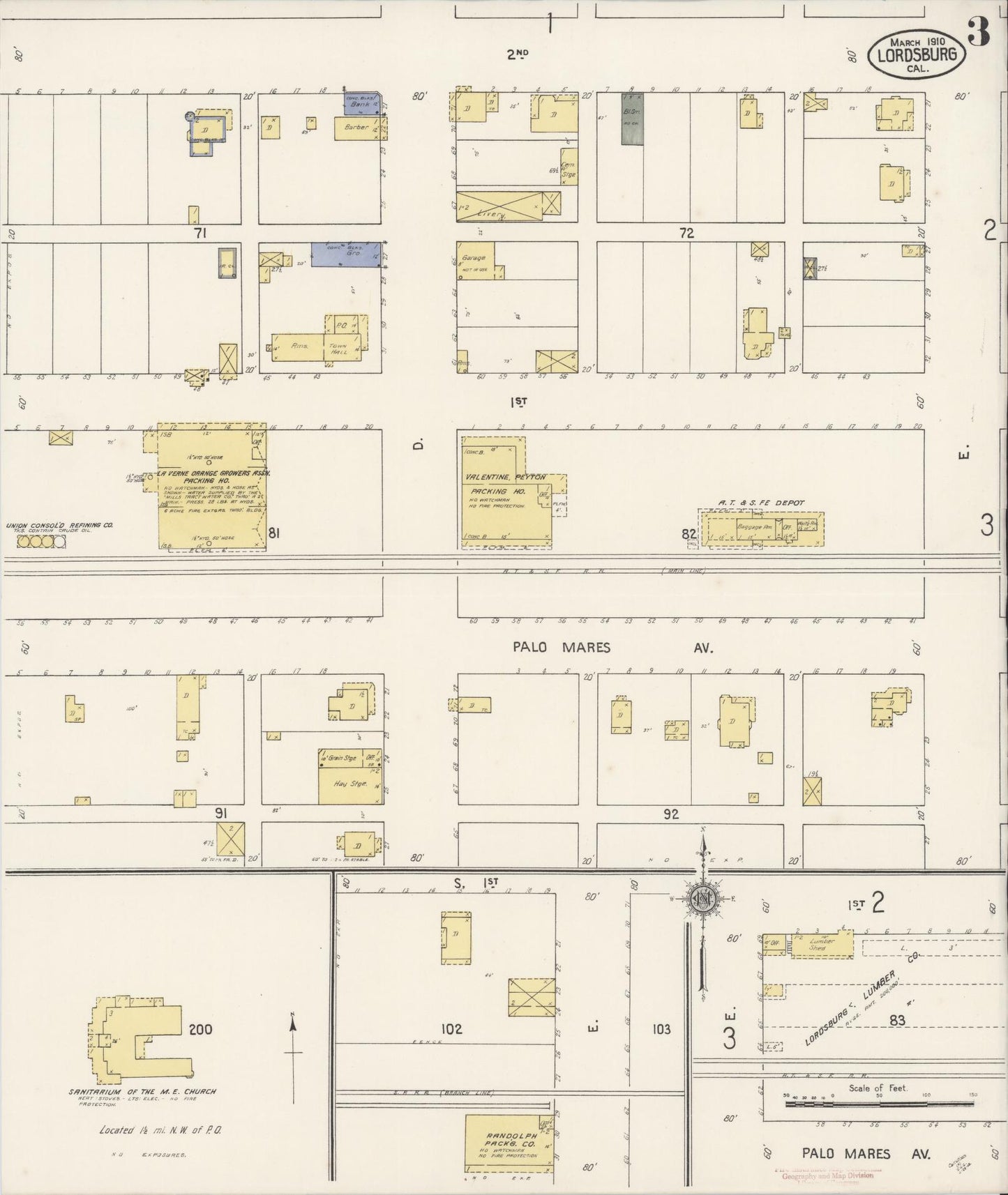 Sanborn Fire Insurance Map from Lordsburg, Los Angeles County, California (1910), Sheet #0003 - Historic Sanborn Fire Insurance Map Print, vintage old map wall art, antique decor, genealogy gift, California California map