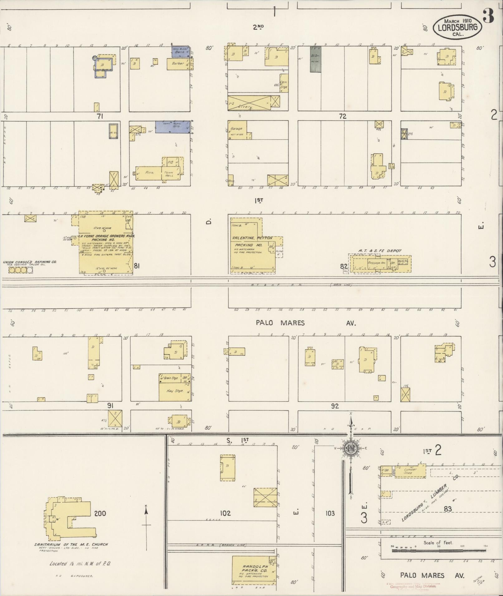 Sanborn Fire Insurance Map from Lordsburg, Los Angeles County, California (1910), Sheet #0003 - Historic Sanborn Fire Insurance Map Print, vintage old map wall art, antique decor, genealogy gift, California California map