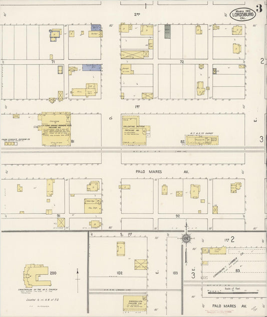 Sanborn Fire Insurance Map from Lordsburg, Los Angeles County, California (1910), Sheet #0003 - Historic Sanborn Fire Insurance Map Print, vintage old map wall art, antique decor, genealogy gift, California California map
