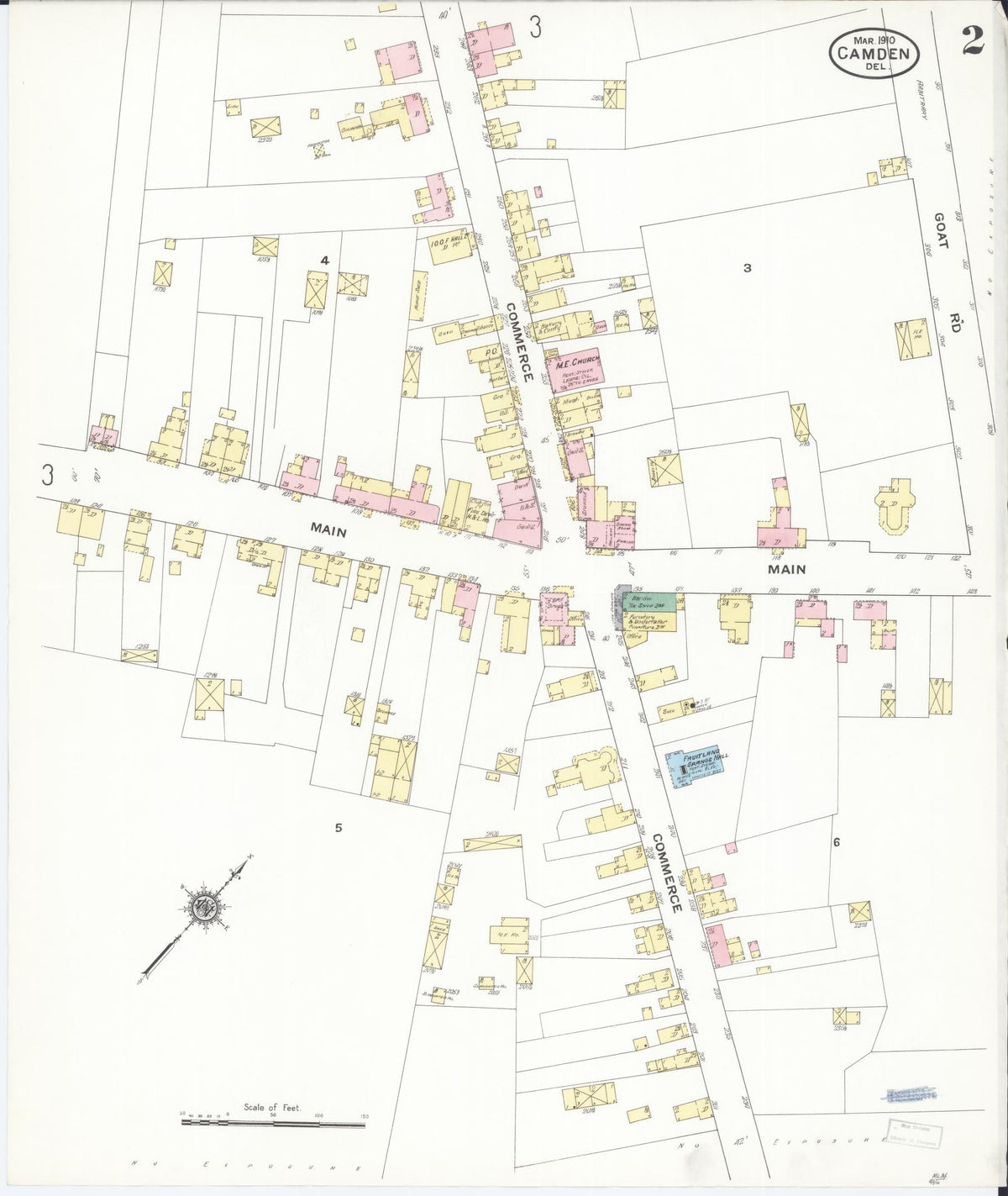 Sanborn Fire Insurance Map from Camden, Kent County, Delaware (1910), Sheet #0002 - Complete Map Set gallery image, historic Sanborn map, vintage wall art, Delaware Delaware