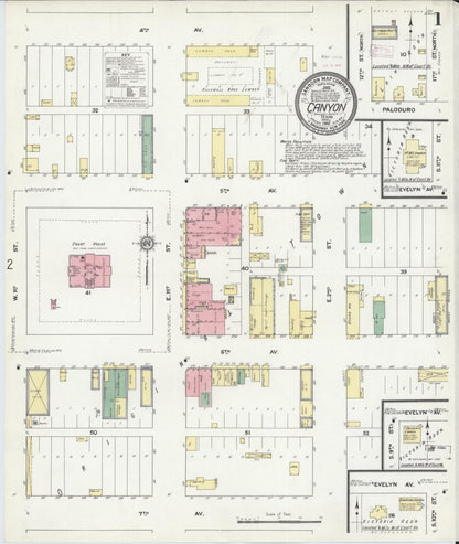 Sanborn Fire Insurance Map from Canyon, Randall County, Texas (1910), Sheet #0001 - Complete Map Set gallery image, historic Sanborn map, vintage wall art, Texas Texas