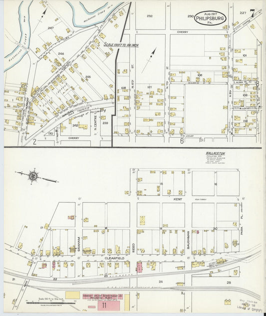 Sanborn Fire Insurance Map from Philipsburg, Centre County, Pennsylvania (1917), Sheet #0007 - Historic Sanborn Fire Insurance Map Print, vintage old map wall art, antique decor, genealogy gift, Pennsylvania Pennsylvania map