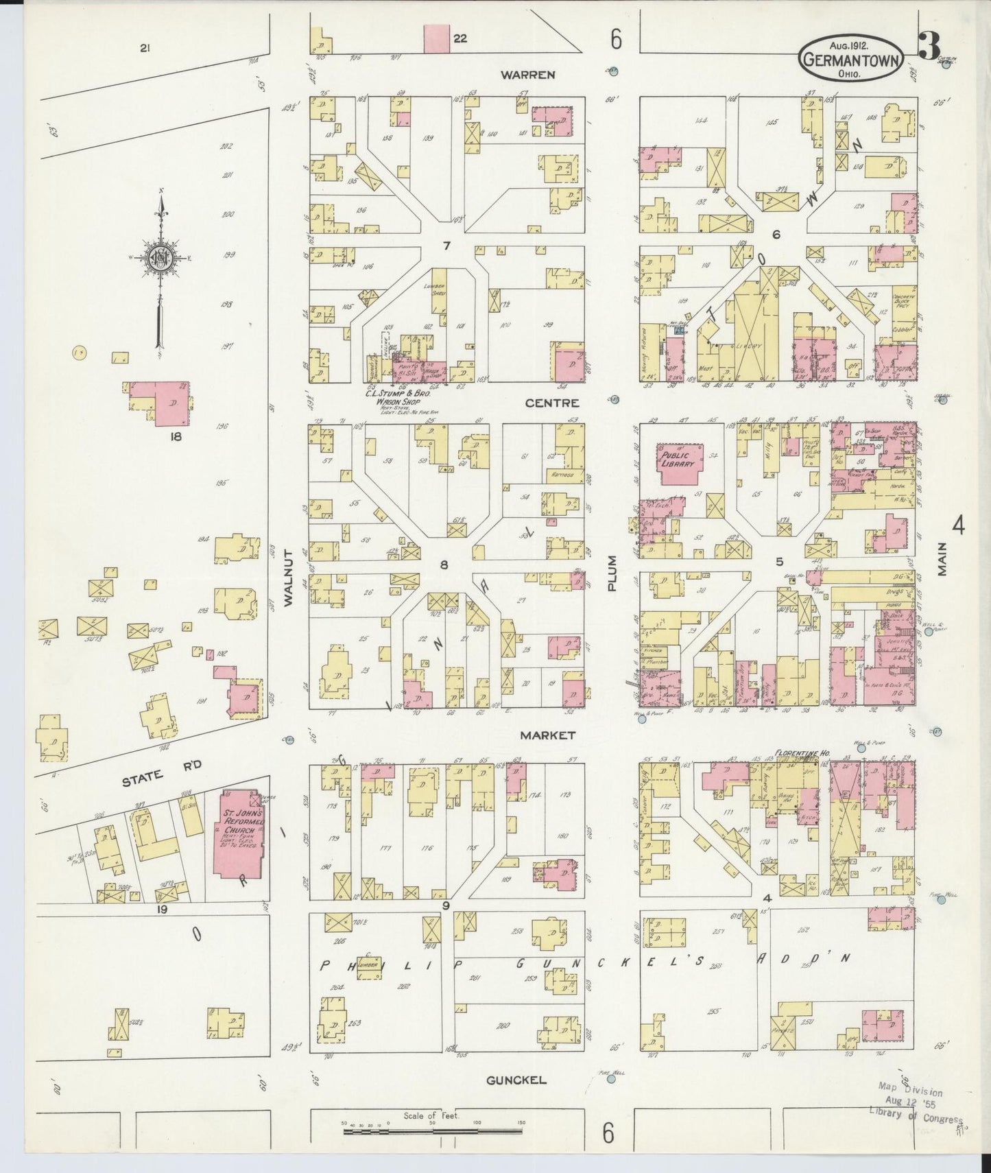 Sanborn Fire Insurance Map from Germantown, Montgomery County, Ohio (1912), Sheet #0003 - Historic Sanborn Fire Insurance Map Print, vintage old map wall art, antique decor, genealogy gift, Ohio Ohio map