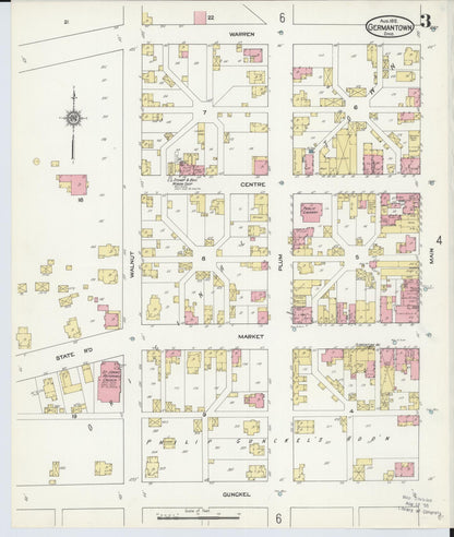 Sanborn Fire Insurance Map from Germantown, Montgomery County, Ohio (1912), Sheet #0003 - Historic Sanborn Fire Insurance Map Print, vintage old map wall art, antique decor, genealogy gift, Ohio Ohio map