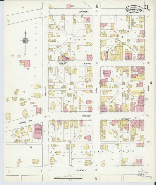 Sanborn Fire Insurance Map from Germantown, Montgomery County, Ohio (1912), Sheet #0003 - Historic Sanborn Fire Insurance Map Print, vintage old map wall art, antique decor, genealogy gift, Ohio Ohio map