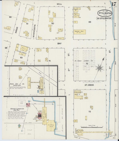 Sanborn Fire Insurance Map from Stillwater, Washington County, Minnesota (1888), Sheet #0017 - Complete Map Set gallery image, historic Sanborn map, vintage wall art, Minnesota Minnesota