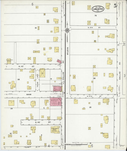 Sanborn Fire Insurance Map from Lancaster, Dallas County, Texas (1921), Sheet #0005 - Complete Map Set gallery image, historic Sanborn map, vintage wall art, Texas Texas