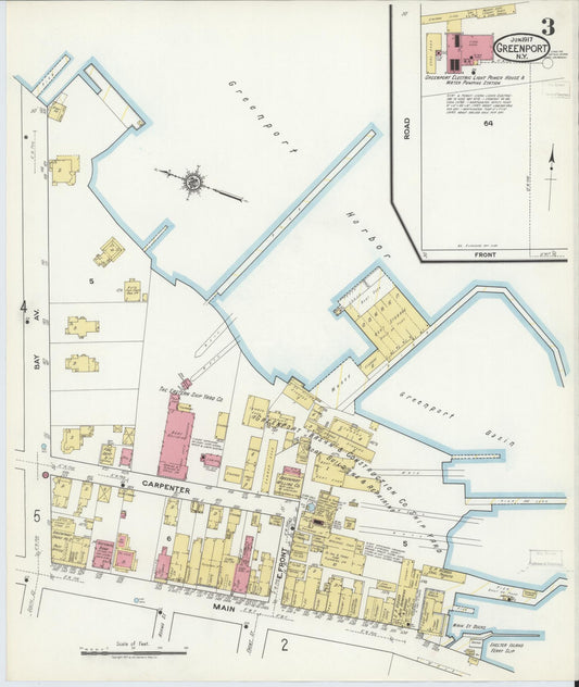 Sanborn Fire Insurance Map from Greenport, Suffolk County, New York (1917), Sheet #0003 - Historic Sanborn Fire Insurance Map Print, vintage old map wall art, antique decor, genealogy gift, New York New York map