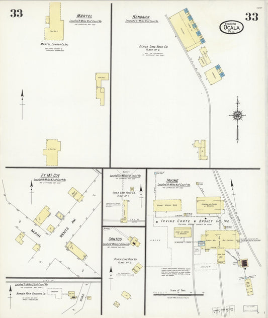 Sanborn Fire Insurance Map from Ocala, Marion County, Florida (1924), Sheet #0033 - Historic Sanborn Fire Insurance Map Print, vintage old map wall art, antique decor, genealogy gift, Florida Florida map