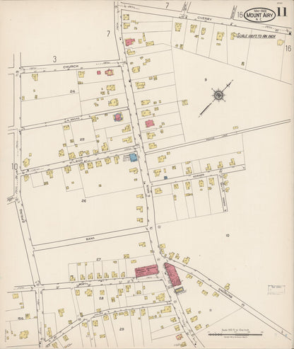Sanborn Fire Insurance Map from Mount Airy, Surry County, North Carolina (1922), Sheet #0011 - Historic Sanborn Fire Insurance Map Print, vintage old map wall art, antique decor, genealogy gift, North Carolina North Carolina map