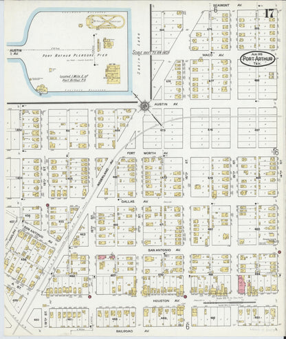 Sanborn Fire Insurance Map from Port Arthur, Jefferson County, Texas (1918), Sheet #0017 - Complete Map Set gallery image, historic Sanborn map, vintage wall art, Texas Texas