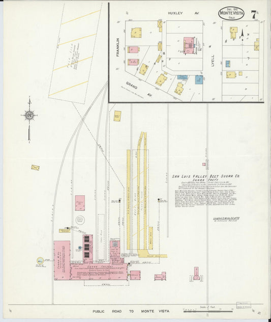 Sanborn Fire Insurance Map from Monte Vista, Rio Grande County, Colorado (1912), Sheet #0007 - Historic Sanborn Fire Insurance Map Print, vintage old map wall art, antique decor, genealogy gift, Colorado Colorado map