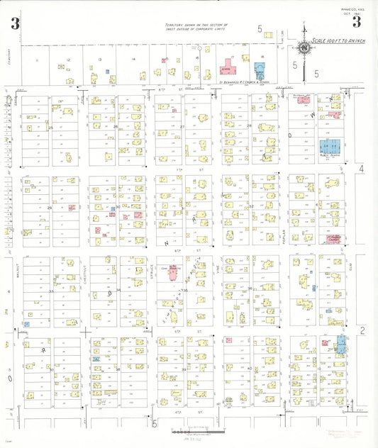 Sanborn Fire Insurance Map from Wamego, Pottawatomie County, Kansas (1941), Sheet #0003 - Historic Sanborn Fire Insurance Map Print, vintage old map wall art, antique decor, genealogy gift, Kansas Kansas map