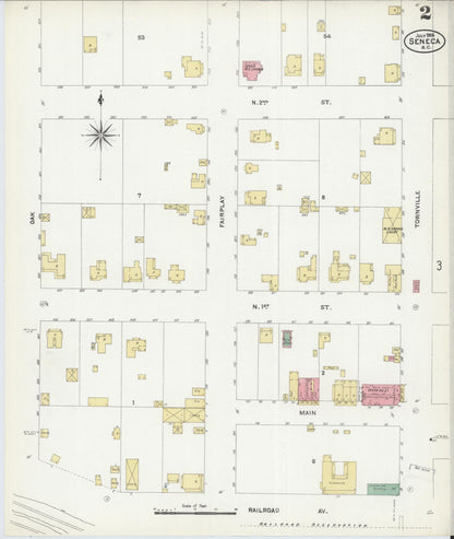 Sanborn Fire Insurance Map from Seneca, Oconee County, South Carolina (1906), Sheet #0002 - Complete Map Set gallery image, historic Sanborn map, vintage wall art, South Carolina South Carolina