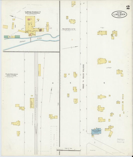 Sanborn Fire Insurance Map from Lime Rock, Litchfield County, Connecticut (1904), Sheet #0002 - Historic Sanborn Fire Insurance Map Print, vintage old map wall art, antique decor, genealogy gift, Connecticut Connecticut map
