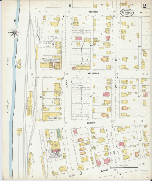 Sanborn Fire Insurance Map from Savanna, Carroll County, Illinois (1903), Sheet #0002 - Historic Sanborn Fire Insurance Map Print, vintage old map wall art, antique decor, genealogy gift, Illinois Illinois map