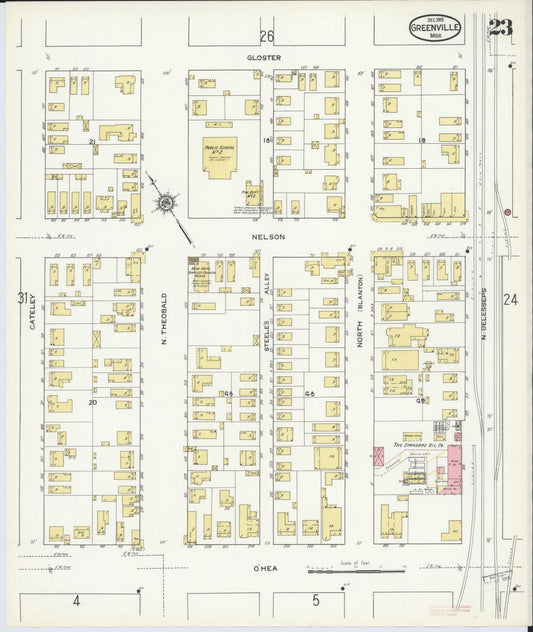 Sanborn Fire Insurance Map from Greenville, Washington County, Mississippi (1915), Sheet #0023 - Historic Sanborn Fire Insurance Map Print, vintage old map wall art, antique decor, genealogy gift, Mississippi Mississippi map
