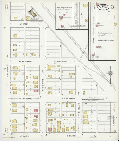 Sanborn Fire Insurance Map from El Reno, Canadian County, Oklahoma (1920), Sheet #0003 - Complete Map Set gallery image, historic Sanborn map, vintage wall art, Oklahoma Oklahoma