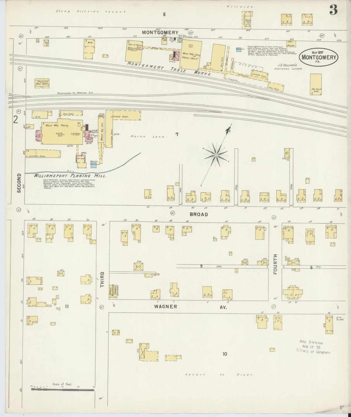 Sanborn Fire Insurance Map from Montgomery, Lycoming County, Pennsylvania (1897), Sheet #0003 - Complete Map Set gallery image, historic Sanborn map, vintage wall art, Pennsylvania Pennsylvania