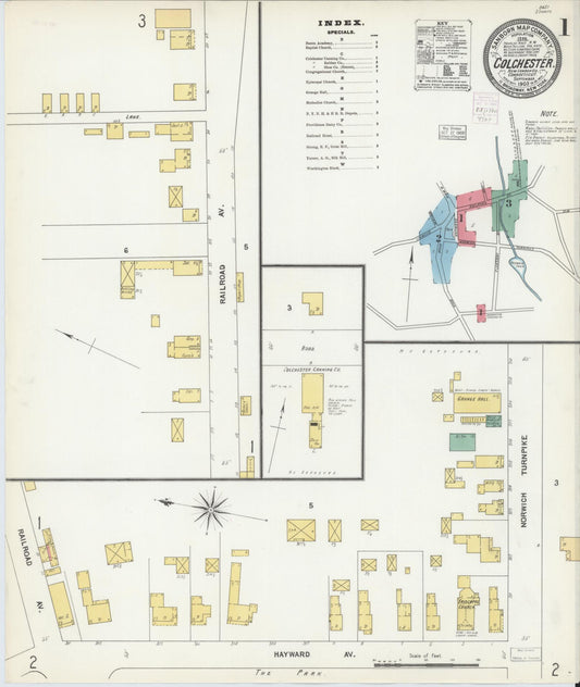 Sanborn Fire Insurance Map from Colchester, New London County, Connecticut (1903), Sheet #0001 - Historic Sanborn Fire Insurance Map Print, vintage old map wall art, antique decor, genealogy gift, Connecticut Connecticut map