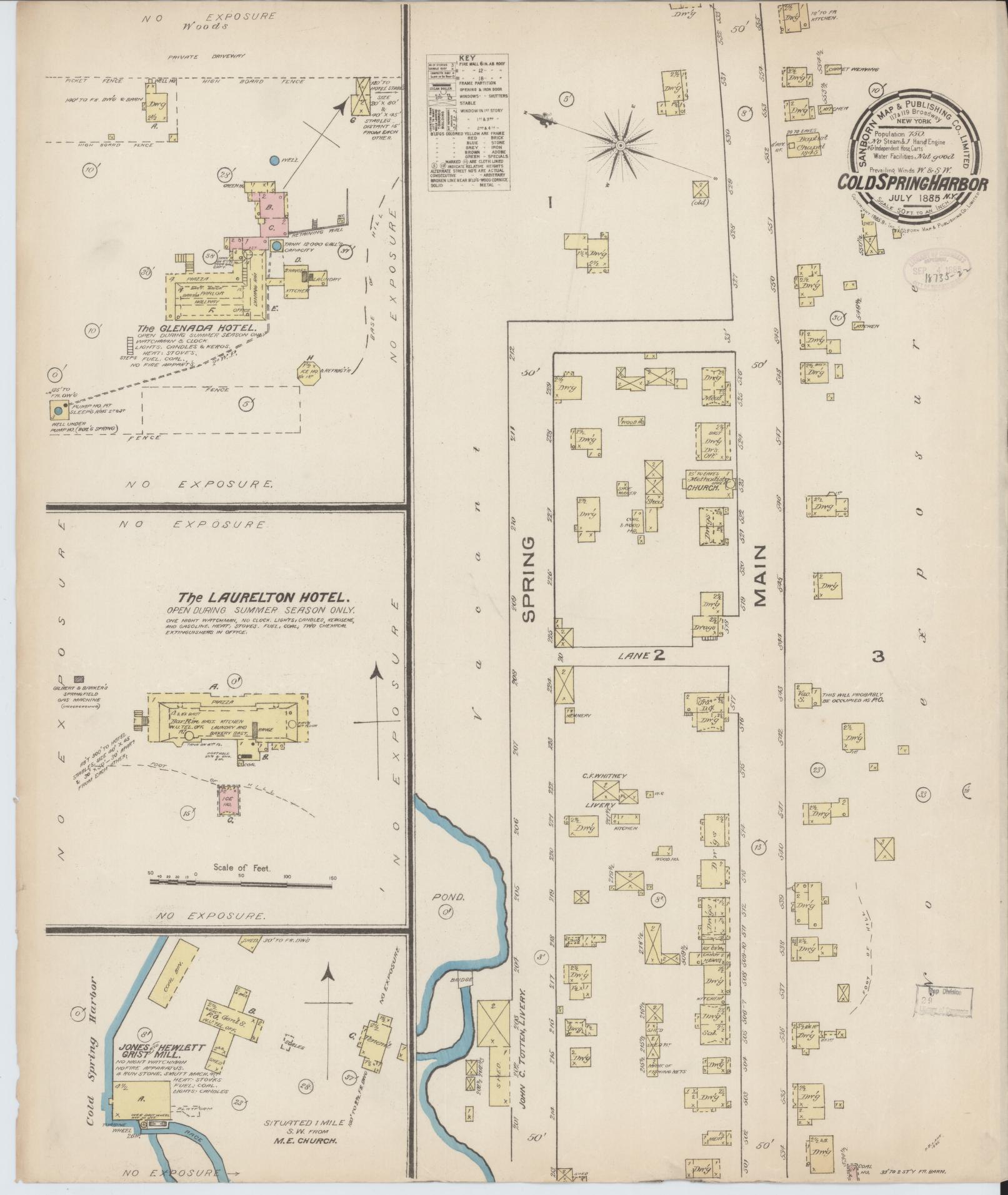 Sanborn Fire Insurance Map from Cold Spring Harbor, Suffolk County, New York. (1885) – Historic Sanborn Fire Insurance Map Print