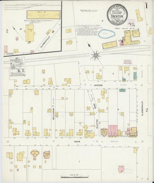 Sanborn Fire Insurance Map from Trenton, Todd County, Kentucky (1909), Sheet #0001 - Historic Sanborn Fire Insurance Map Print, vintage old map wall art, antique decor, genealogy gift, Kentucky Kentucky map
