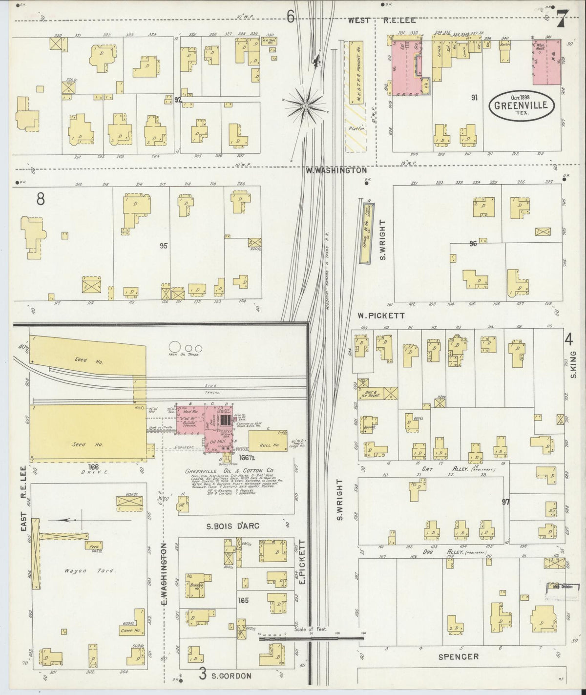 Sanborn Fire Insurance Map from Greenville, Hunt County, Texas (1898), Sheet #0007 - Complete Map Set gallery image, historic Sanborn map, vintage wall art, Texas Texas