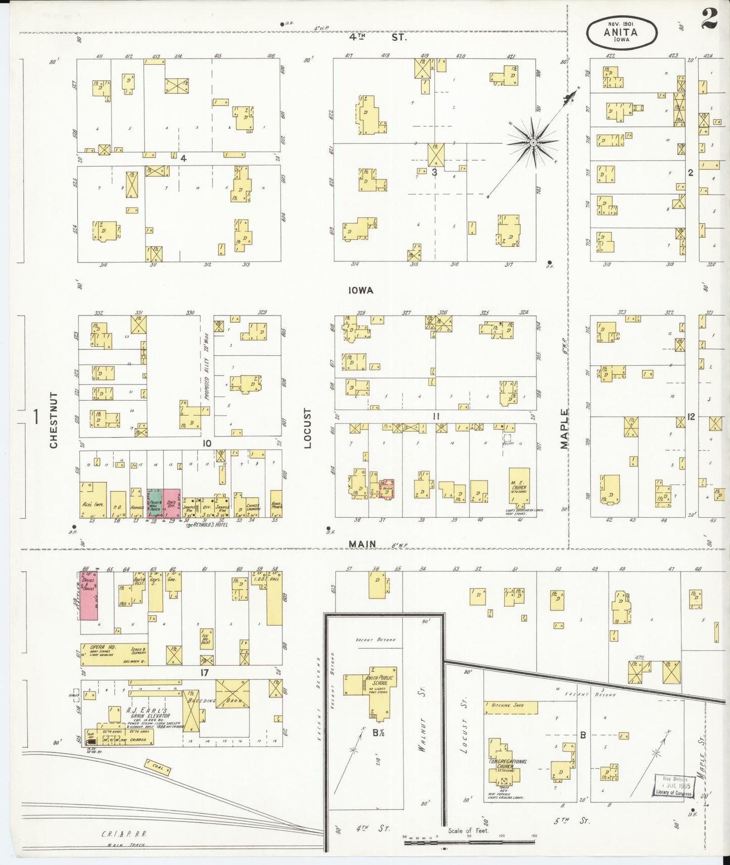 Sanborn Fire Insurance Map from Anita, Cass County, Iowa (1901), Sheet #0002 - Historic Sanborn Fire Insurance Map Print