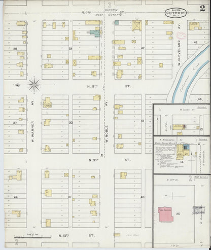 Sanborn Fire Insurance Map from Guthrie, Logan County, Oklahoma (1894), Sheet #0002 - Complete Map Set gallery image, historic Sanborn map, vintage wall art, Oklahoma Oklahoma