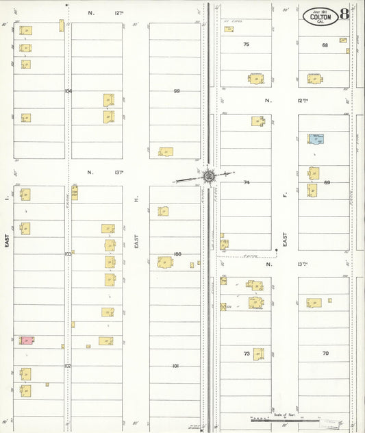 Sanborn Fire Insurance Map from Colton, San Bernardino County, California (1911), Sheet #0008 - Historic Sanborn Fire Insurance Map Print, vintage old map wall art, antique decor, genealogy gift, California California map